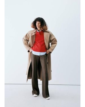 Mango Straight Seam Leggings - Red