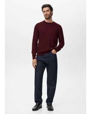Mango 100% Wool Round-Neck Jumper - Red