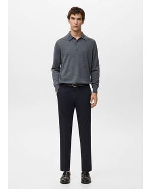 Mango Barna Slim-Fit Twill Chino Trousers - Blue