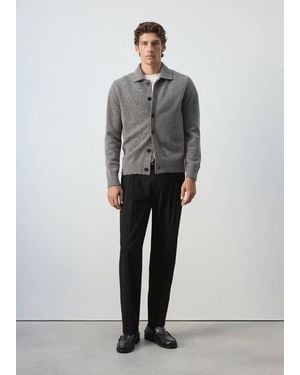 Mango Alpaca Wool Blend Knitted Shirt - Grey