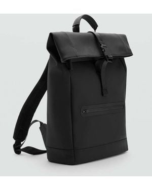 Mango Rubberized Backpack With Flap Closure - Black