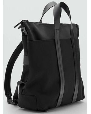 Mango Multi-Functional Combined Leather Bag - Black