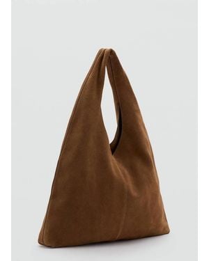 Mango Suede Shopper Bag - Brown