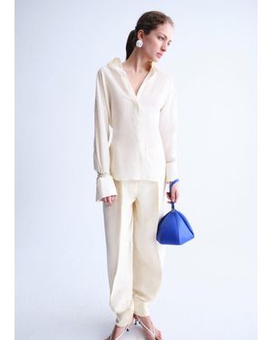 Mango Linen Tie Blouse - White