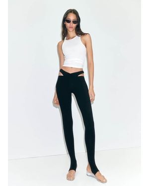 Mango Leggings With Cut-Out Waist - Blue