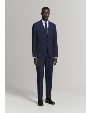 Mango Milan Slim Fit Suit Pants - Blue