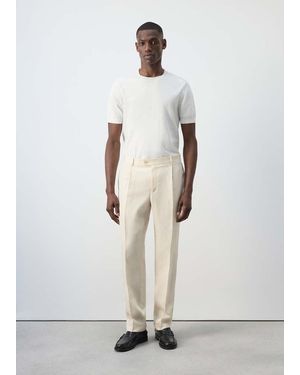 Mango Regular Fit Trousers - White
