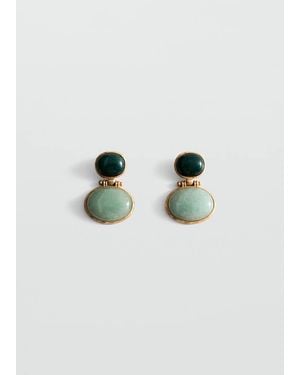 Mango Stone Hanging Earrings - Green