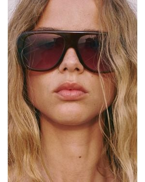Mango Aviator Sunglasses With Plastic Frame - Brown