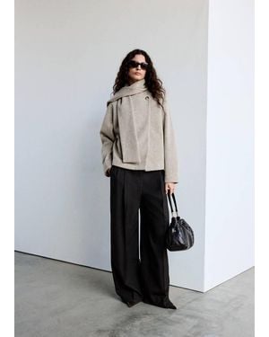 Mango Scarf-Collar Cloth Jacket - Grey