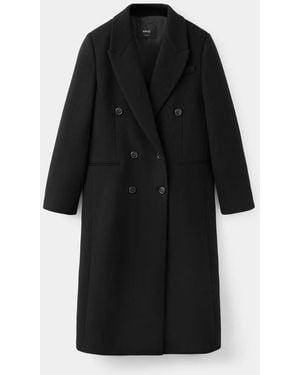 Mango Cappotto Panno Misto Lana Nero
