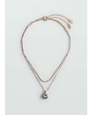Mango Collana Doppia Combinata Oro - Bianco