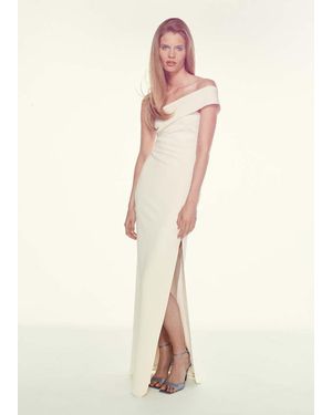 Mango Long Dress With An Asymmetric Neckline - Natural