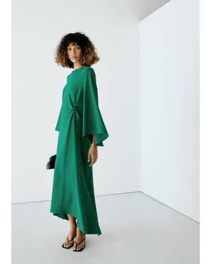Mango Kleid Mit Ausgestellten Ärmeln Und Knotendetail - Grün