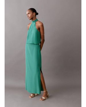 MANGO TEEN Long Skirt With Side Slit - Green