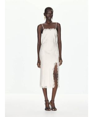 Mango Robe Jacquard En Dentelle Blanc