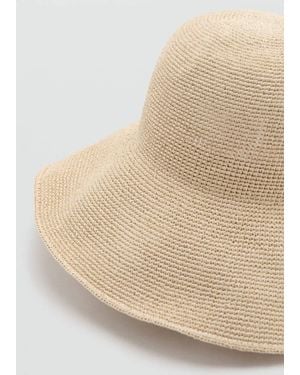 Mango Cappello Bucket Fibra Naturale Grezzo - Neutro