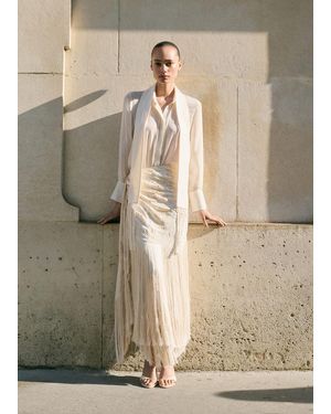 Mango Pareo-Style Skirt With Embroidered Fringe - Natural