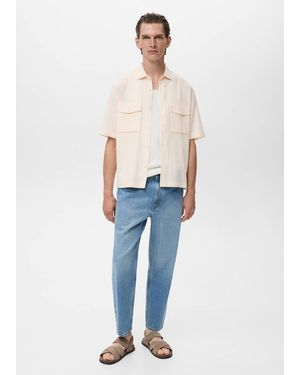 Mango Regular-Fit Cotton Shirt With Pocket - Blue