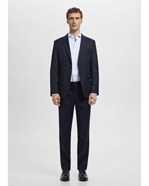 Mango Slim-Fit Twill Fabric Dress Shirt - Blue