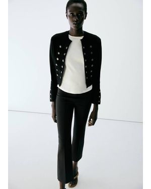 Mango Straight-Leg Trousers With Seam Detail - Black