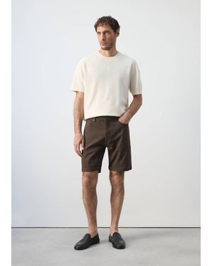 Mango Slim-Fit Denim Bermuda Shorts - White