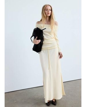 Mango Off-The-Shoulder Knitted Jumper - White
