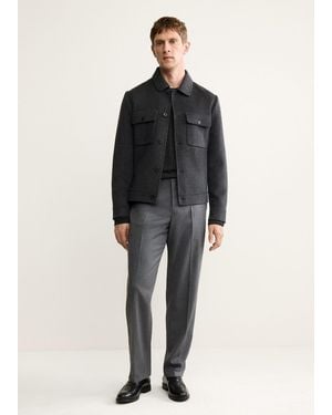 Mango Handmade Wool Jacket With Pockets Medium Heather - Black
