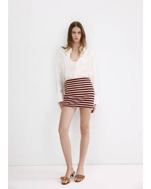 Mango Striped Knitted Skirt - White