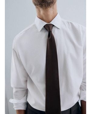 Mango Plain Silk Tie - Brown