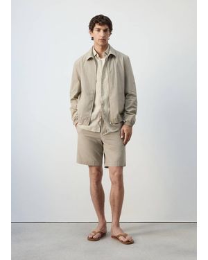 Mango Micro Check Blazer 100% Cotton - Natural