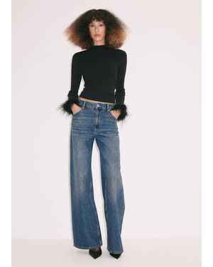 Mango Shiny Wide-Leg Jeans - Blue