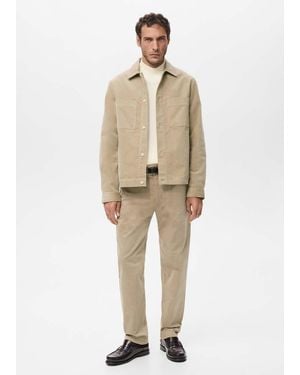Mango Corduroy Overshirt With Pockets - Natural