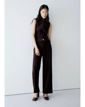 Mango Corduroy Trousers With Drawstring - Black