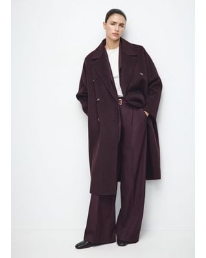 Mango Handmade Oversized Wool Coat - Purple