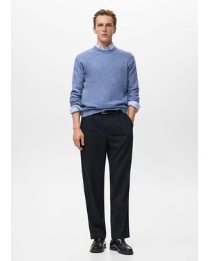 Mango Knitted Wool Blend Jumper - Blue