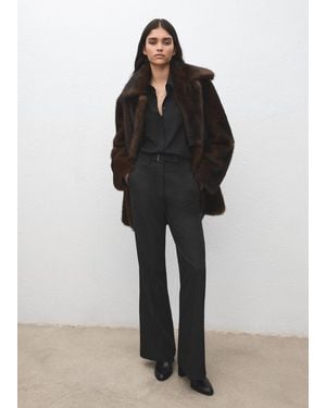 Mango Belt Straight-Fit Trousers - Black