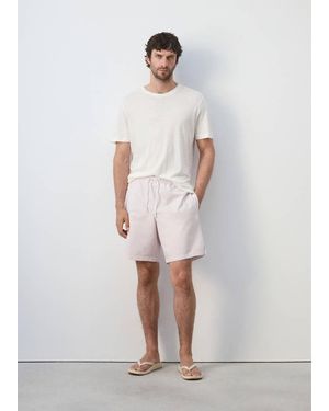 Mango Seersucker Striped Swimsuit - White