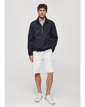 Mango Water-Repellent Jacket With Zip Dark - Blue