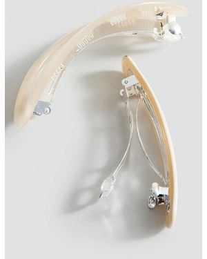 Mango Set Of 2 Pearlescent Effect Hair Clips - White