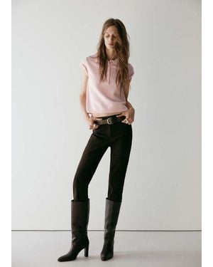 Mango Strickpullover Mit Poloshirt-Kragen - Pink