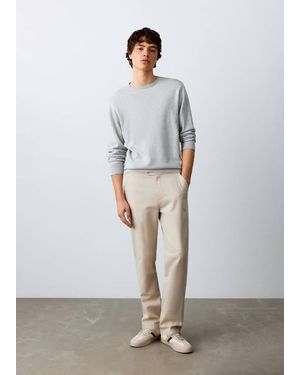 MANGO TEEN Straight Cotton-Linen Trousers - Grey