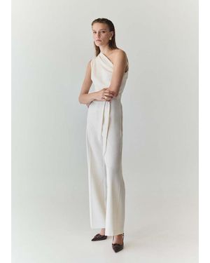 Mango Asymmetric Belt Jumpsuit - White