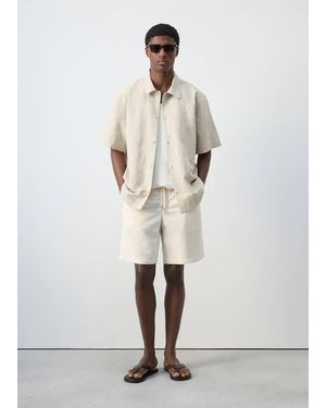 Mango Linen Lyocell Shorts - White
