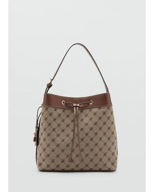 Mango Jacquard Bucket Bag With Logo - Brown