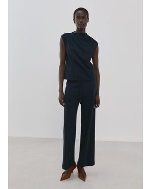 Mango T-Shirt With Gathered Asymmetrical Neck - Blue