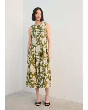 Mango Floral-Print Flared Dress - White