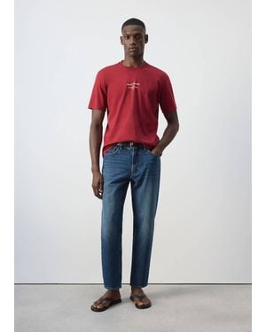 Mango 100% Cotton T-Shirt Text - Red