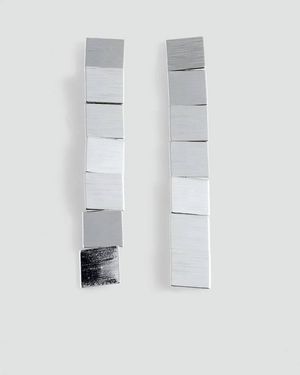 MANGO TEEN Square Dangle Earrings - White