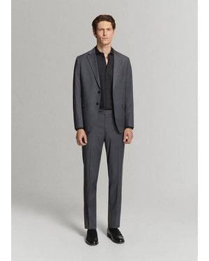 Mango Slim-Fit Cotton Poplin Suit Shirt - Grey